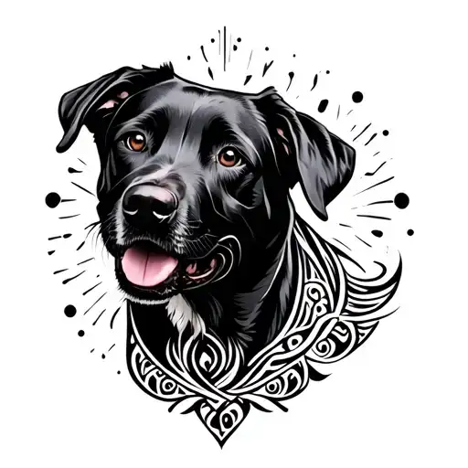 black Labrador representing loyalty intertwined tattoo design idea