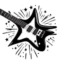 A bass guitar with a star in the middle, surrounded by small stars. tattoo design idea