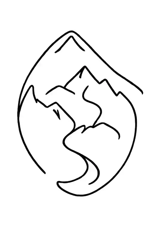 "Verso L'alto" simple mountain cursive tattoo design idea