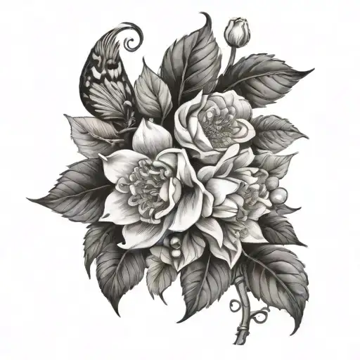 orchard flowers with mom and uncle donald tattoo design idea