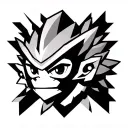 deku shrub from majoras mask with geometric shapes in background tattoo design idea