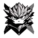 deku shrub from majoras mask with geometric shapes in background tattoo design idea