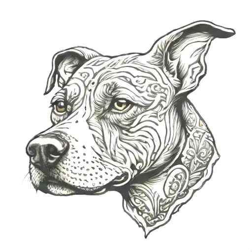 Staffy w mountain peak tattoo design idea