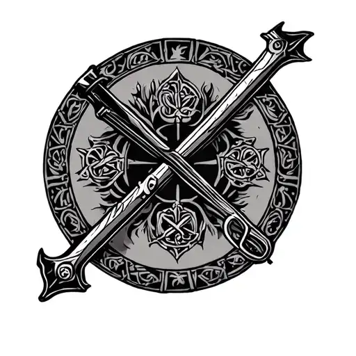 crossbow and trinacria symbol on the Sicilian tattoo design idea