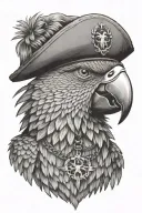 parrot with pirate hat and eye patch  tattoo design idea