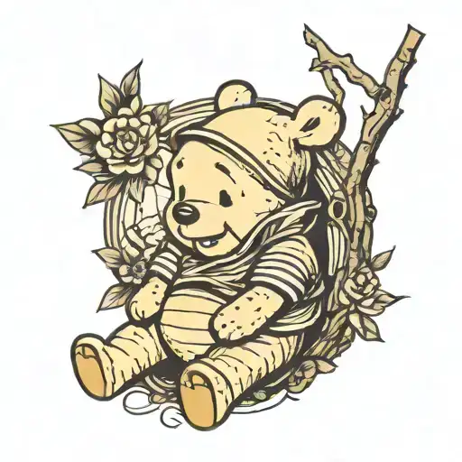 vintage winnie the pooh tattoo design idea