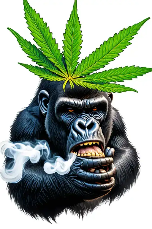 Angry Gorilla smoking weed tattoo design idea