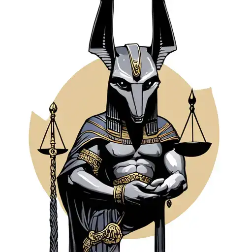Anubis holding a scale tattoo design idea