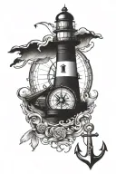 lighthouse compass an anchor tattoo design idea