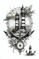 lighthouse compass an anchor tattoo design idea