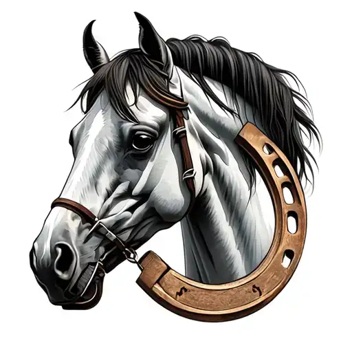 horseshoe with a horse tattoo design idea
