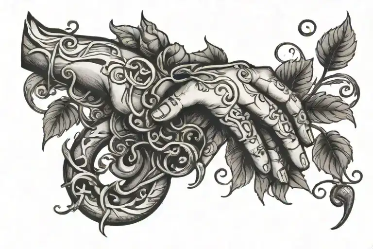 Gods hand with a vine on it tattoo design idea