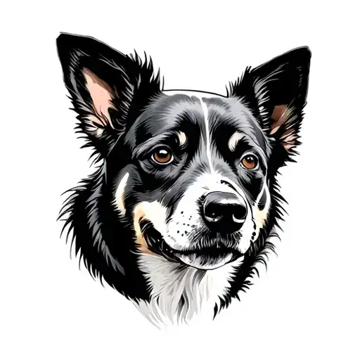 blue heeler dog face tattoo design idea