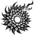 fiery sun chrysanthemum flames tattoo design idea