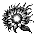 fiery sun chrysanthemum flames tattoo design idea