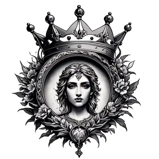gemini sign and crown hanging tattoo design idea