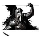spartan warrior battling tattoo design idea