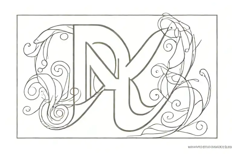 inicial N N letter tattoo design idea