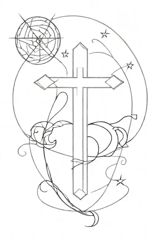 cross witchy style tattoo tattoo design idea