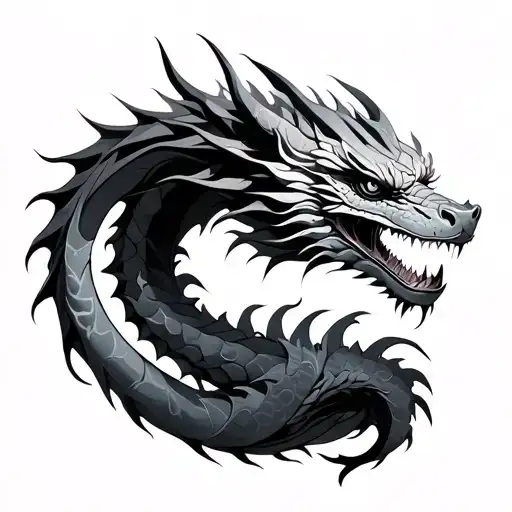 dragon and pieces arranged tattoo design idea