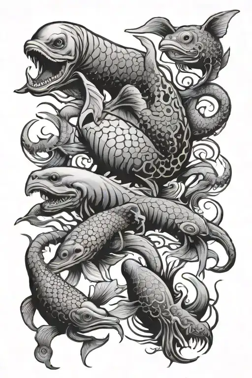 sea ​​creatures gird themselves with their limbs tattoo design idea