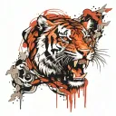 sabertooth tiger face tattoo design idea