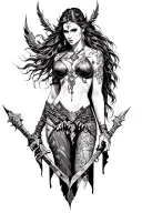warrior Freya looking sexy tattoo design idea