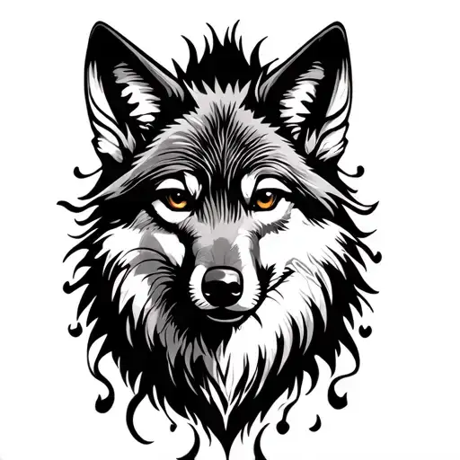 American traditional coyote tattoo design idea