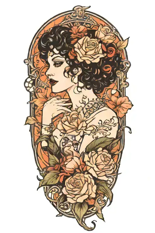 art nouveau, frank-n-furter, floral  tattoo design idea