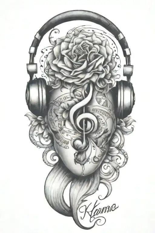 Music, Love, Karma Inspired design with Quote The Only Truth  tattoo design idea