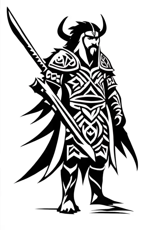 Viking Warriors Tribal Style Dightness Maori element tattoo design idea
