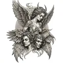 half angel half devil and wings tattoo design idea