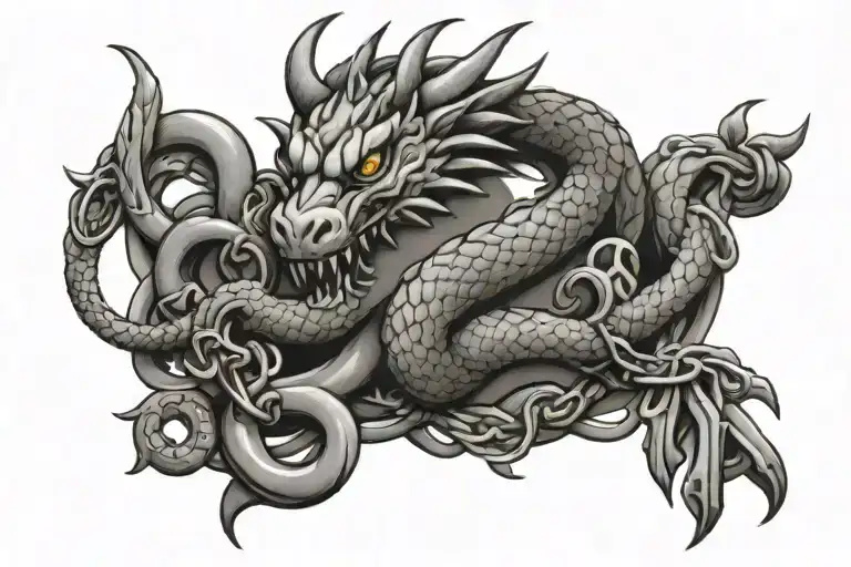 Charm Bracelet tattoo with a K and a dragon wrapped tattoo design idea