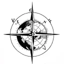 globe with compass  tattoo design idea