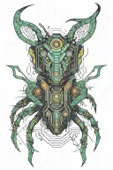 bug with horns and big wings spread wide tattoo design idea