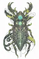 bug with horns and big wings spread wide tattoo design idea