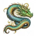 River dragon intertwined tattoo design idea