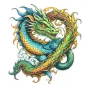 River dragon intertwined tattoo design idea