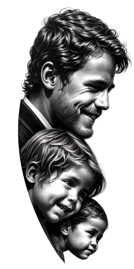 3 kids memorial tattoo for dad tattoo design idea