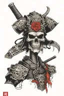 skull samurai trash polka tattoo design idea