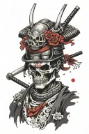 skull samurai trash polka tattoo design idea