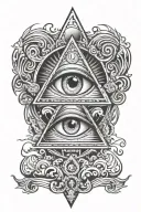 all seeing eye surrounded + waves + back ground tattoo design idea