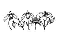 Snowdrop, carnation, larkspur, waterlily tattoo design idea