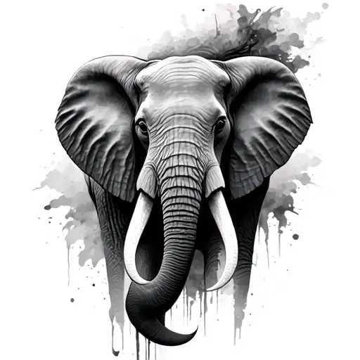 real elephant head fading away at the end tattoo design idea