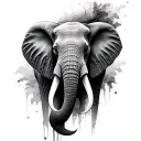 real elephant head fading away at the end tattoo design idea