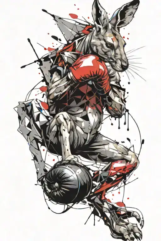 boxing kangaroo intertwined within tattoo design idea