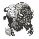 bison walking through storm tattoo design idea