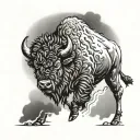 bison walking through storm tattoo design idea