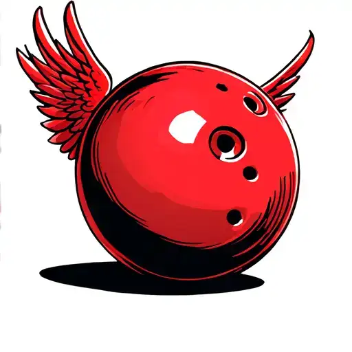 Red Bowling ball with wings tattoo design idea