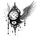 Clock falling angel falling gothic tattoo design idea